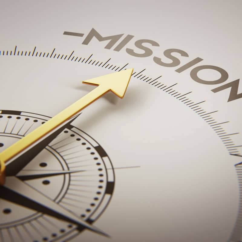 Compass pointing to "Mission"